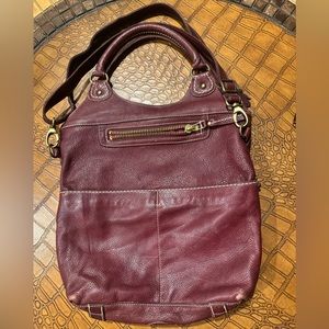 Roots Lauren burgundy, Crossbody shoulder convertible satchel purse